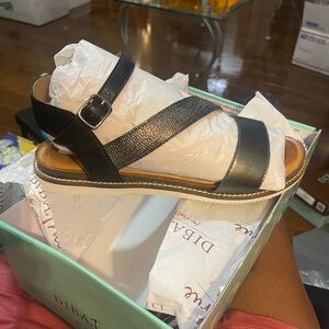 Diba Black Leather Sandals